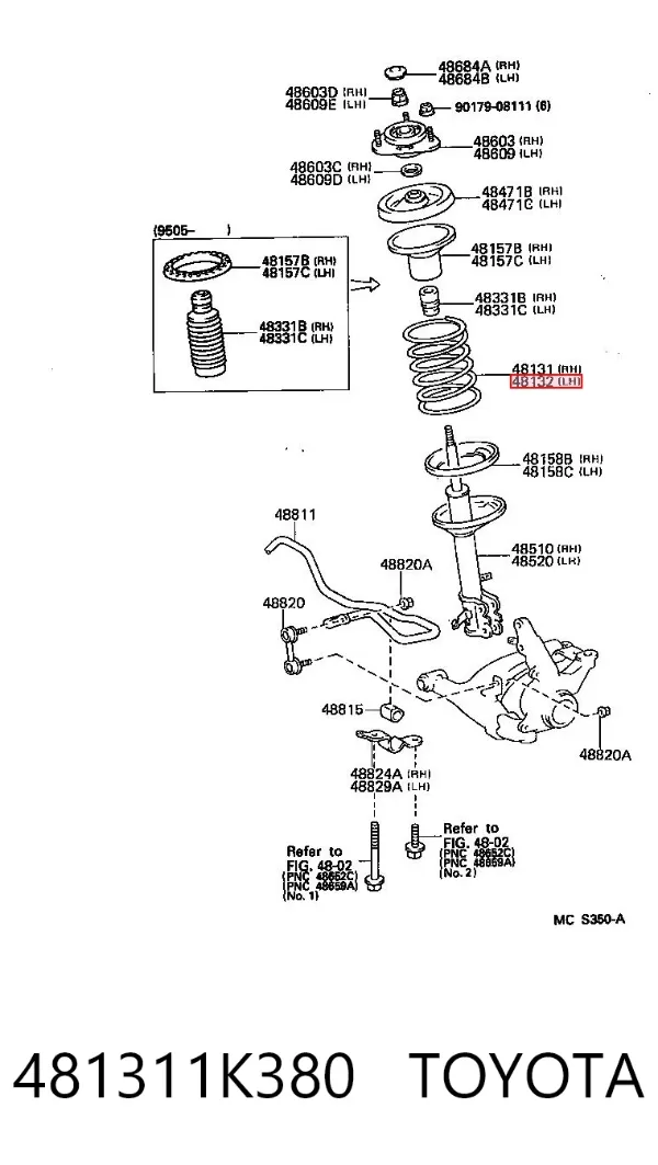 Пружина передня 481311K380 Toyota