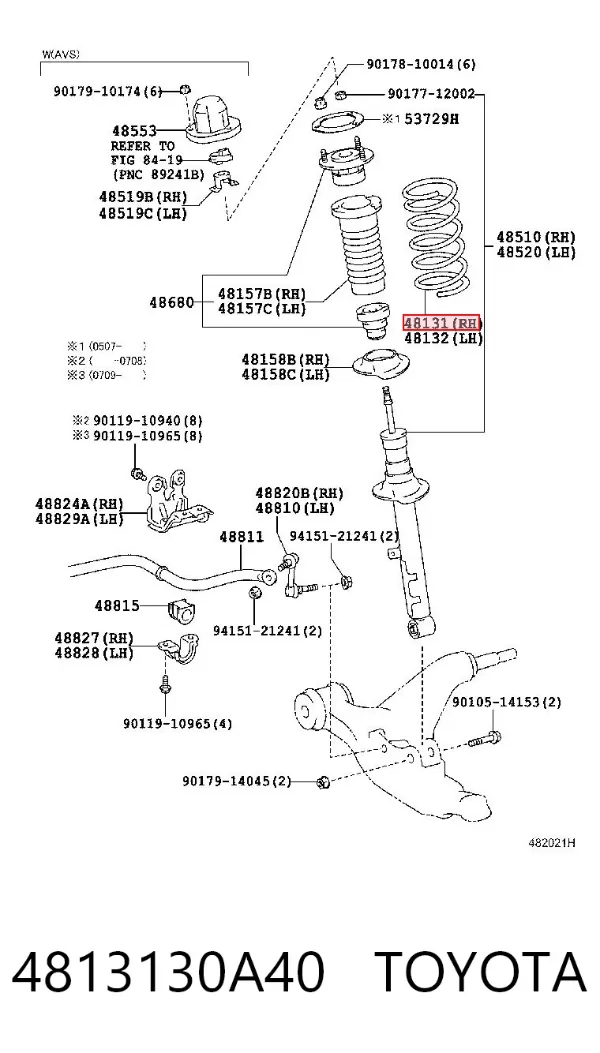 Пружина передня 4813130A40 Toyota