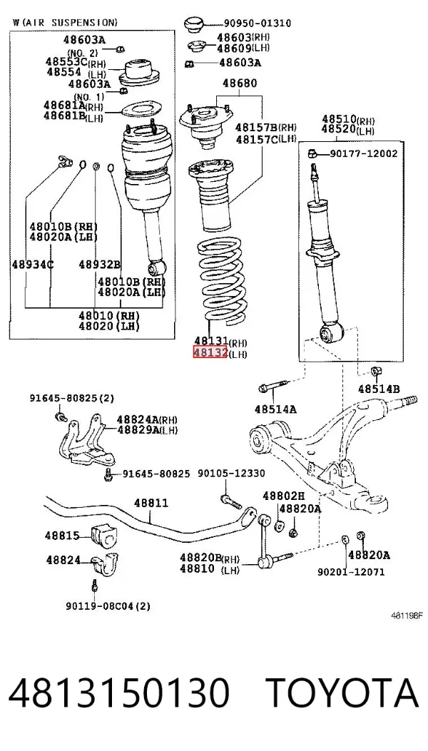 Пружина передня 4813150130 Toyota