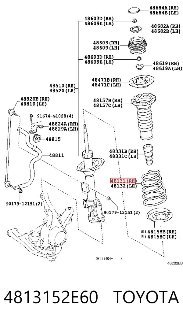 Пружина передня 4813152E60 Toyota