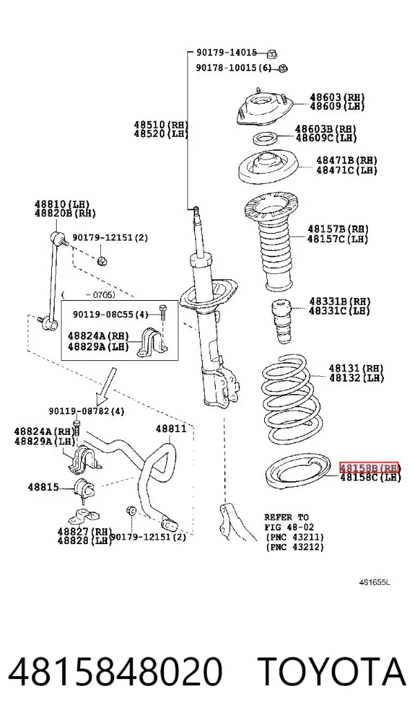 Проставка (гумове кільце) пружини передньої, нижня 4815848020 Toyota