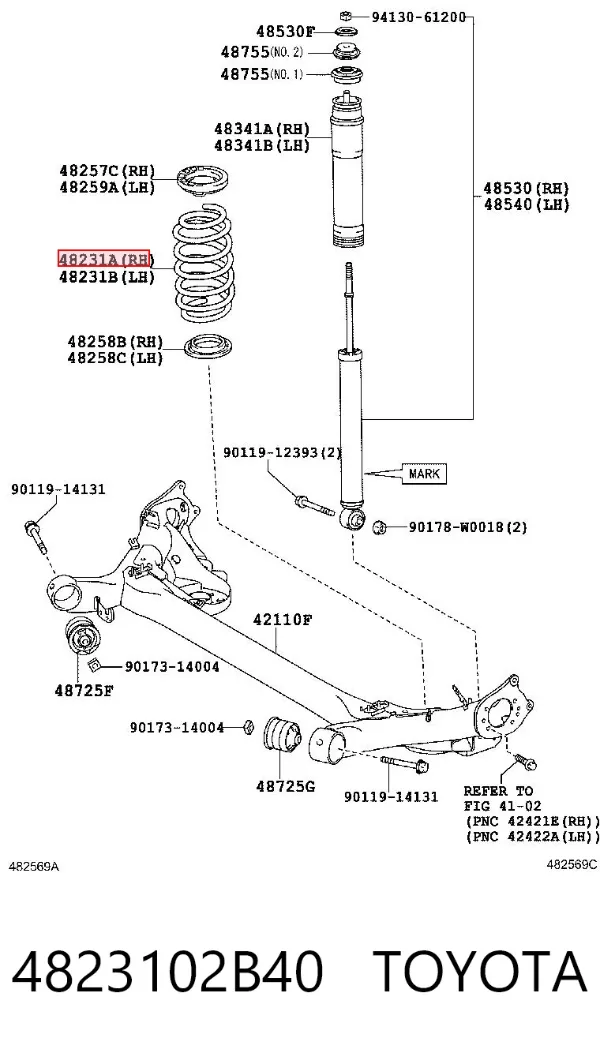 Задні пружини 4823102B40 Toyota