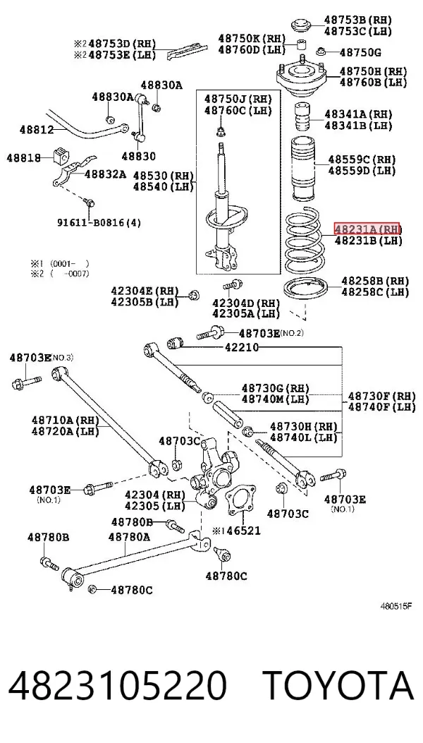 Задні пружини 4823105220 Toyota