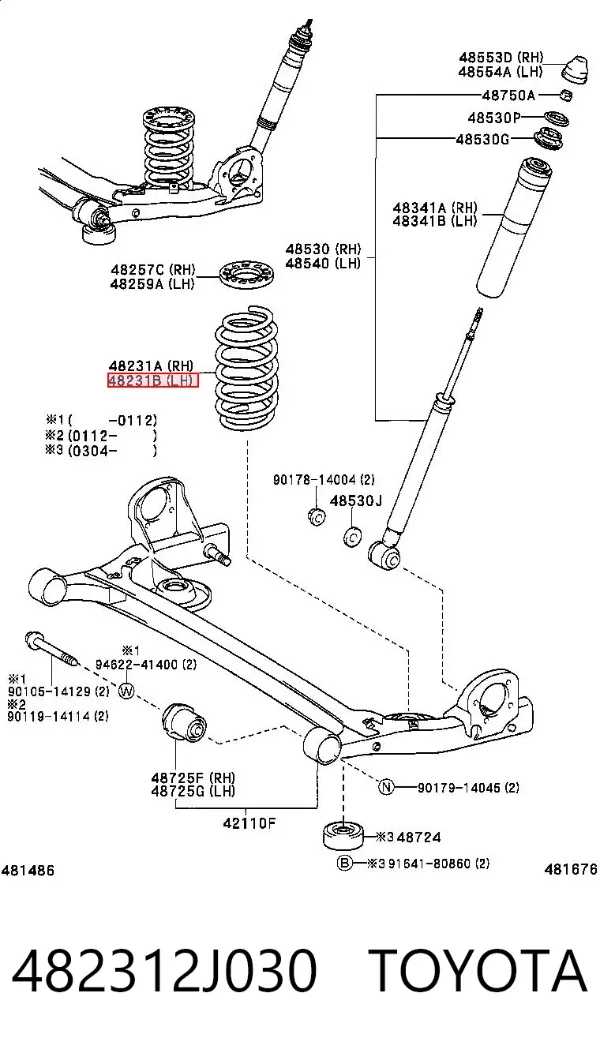 Задні пружини 482312J030 Toyota