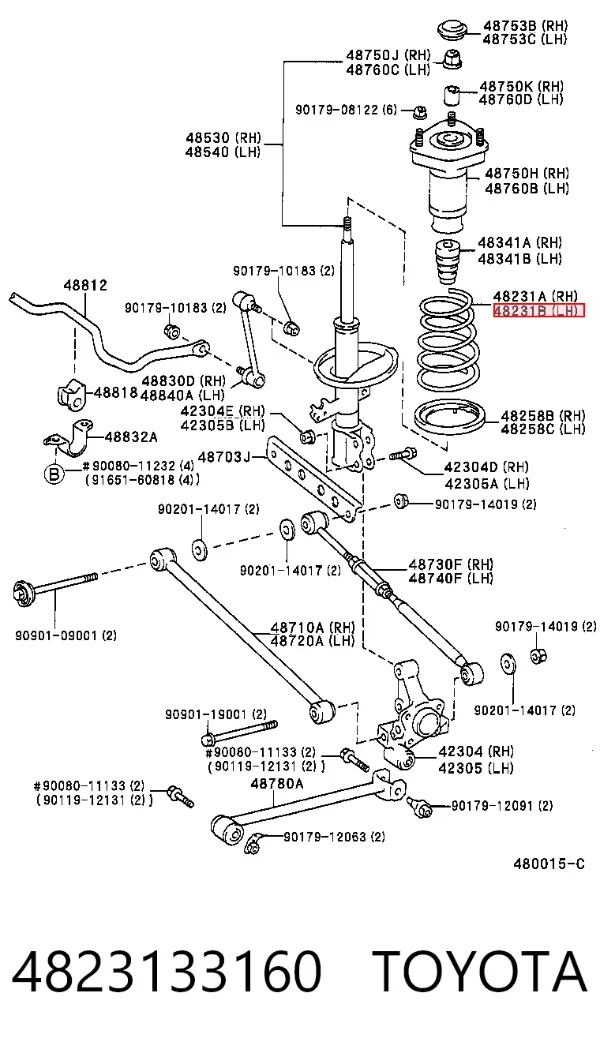 Пружина задня, ліва 4823133160 Toyota