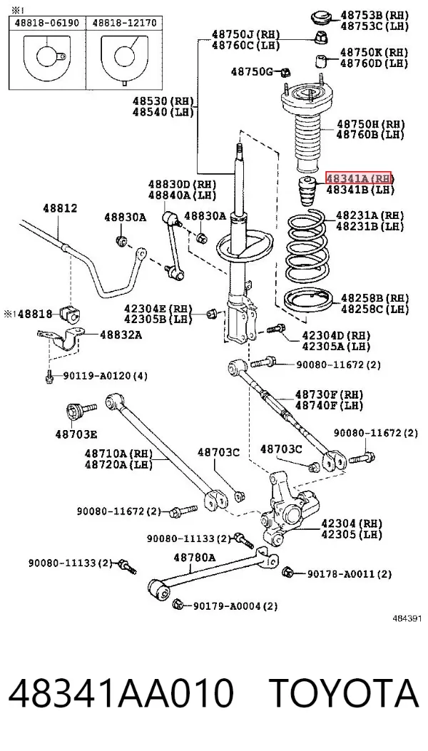 Відбійник заднього амортизатора 48341AA010 Toyota