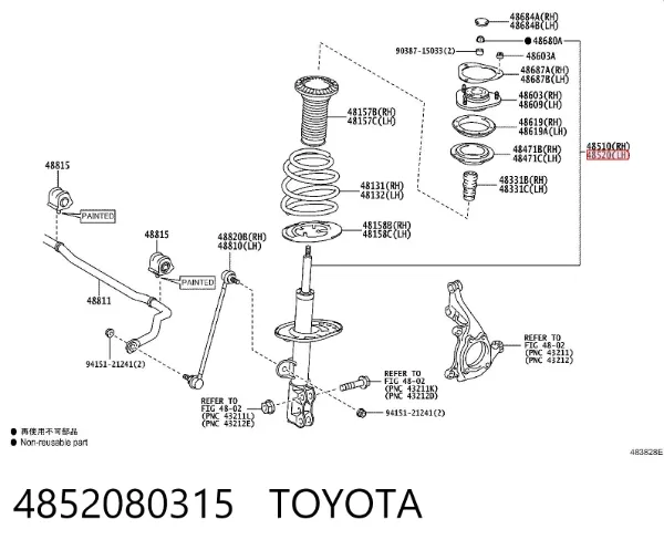 Амортизатора передній лівий 4852080315 Toyota