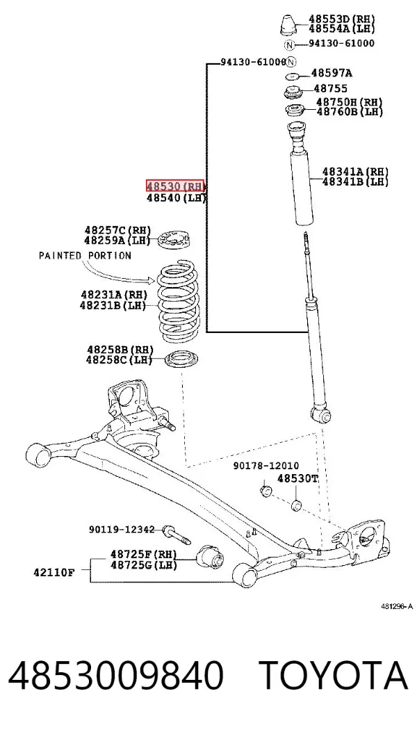 Амортизатор задній, правий 4853009840 Toyota