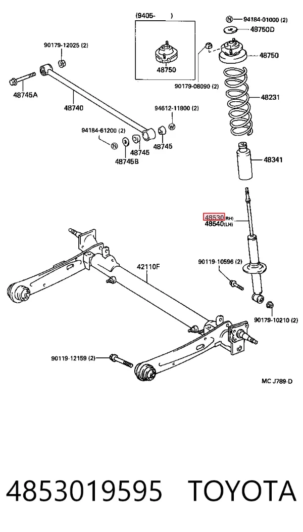 Амортизатор задній, правий 4853019595 Toyota
