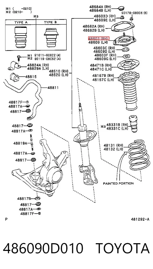 Опора амортизатора переднього 486090D010 Toyota