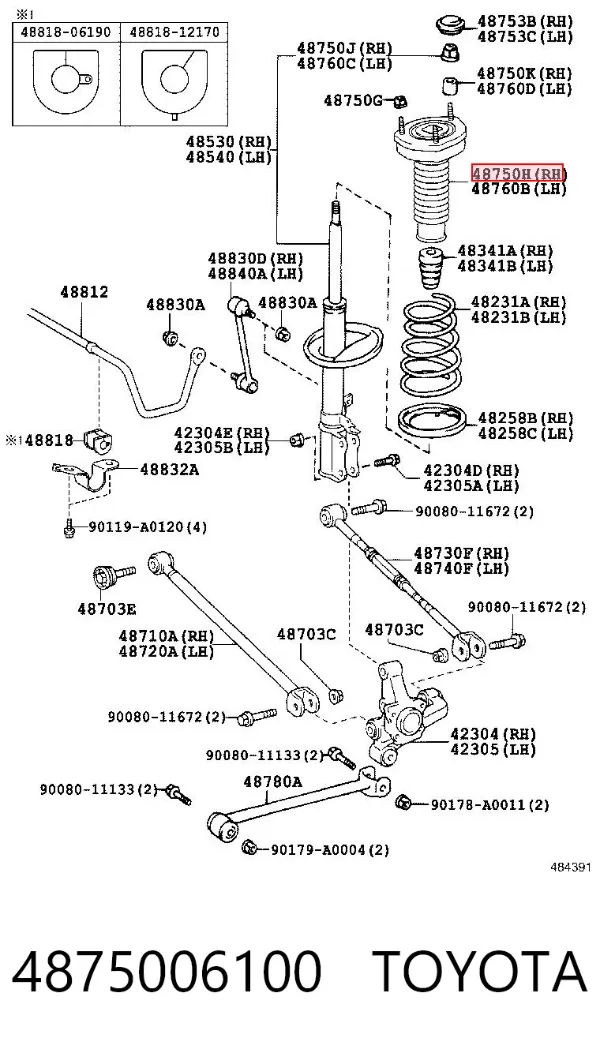 Амортизатор задній, правий 4875006100 Toyota