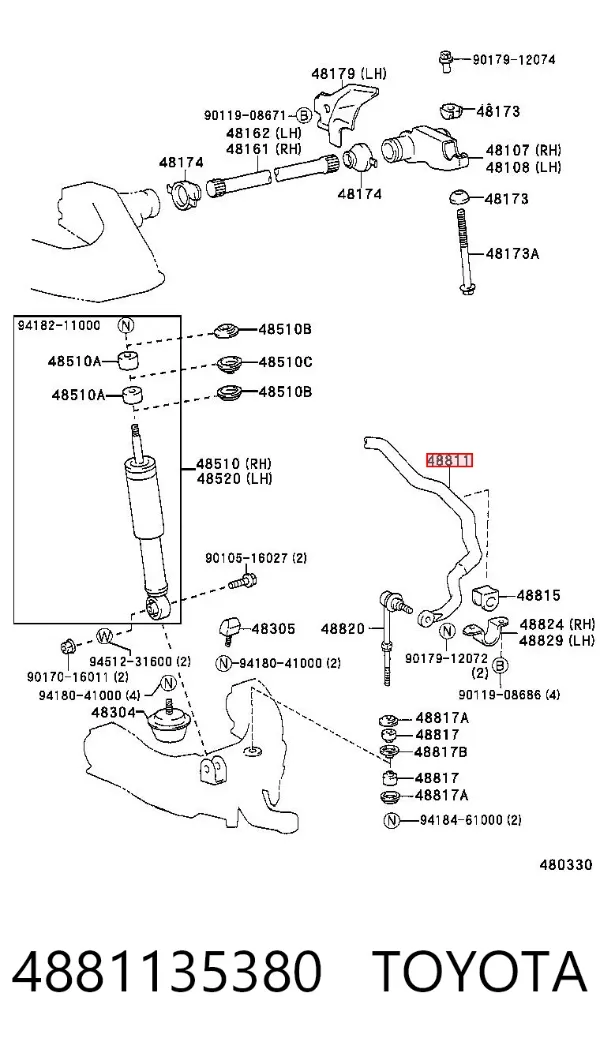 Передній стабілізатор Toyota 4 Runner N130