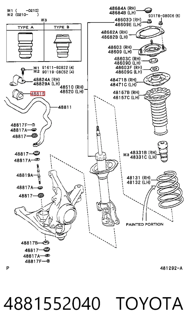 Втулка переднього стабілізатора 4881552040 Toyota