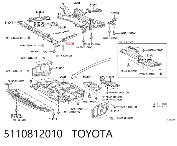 Кронштейн передньої балки 5110812010 Toyota
