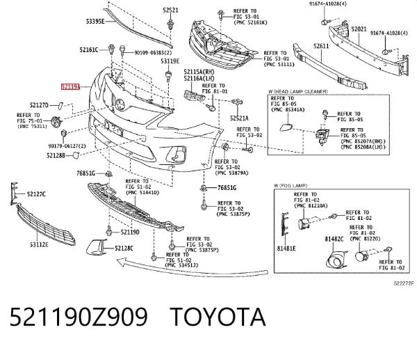 Передній бампер 521190Z909 Toyota