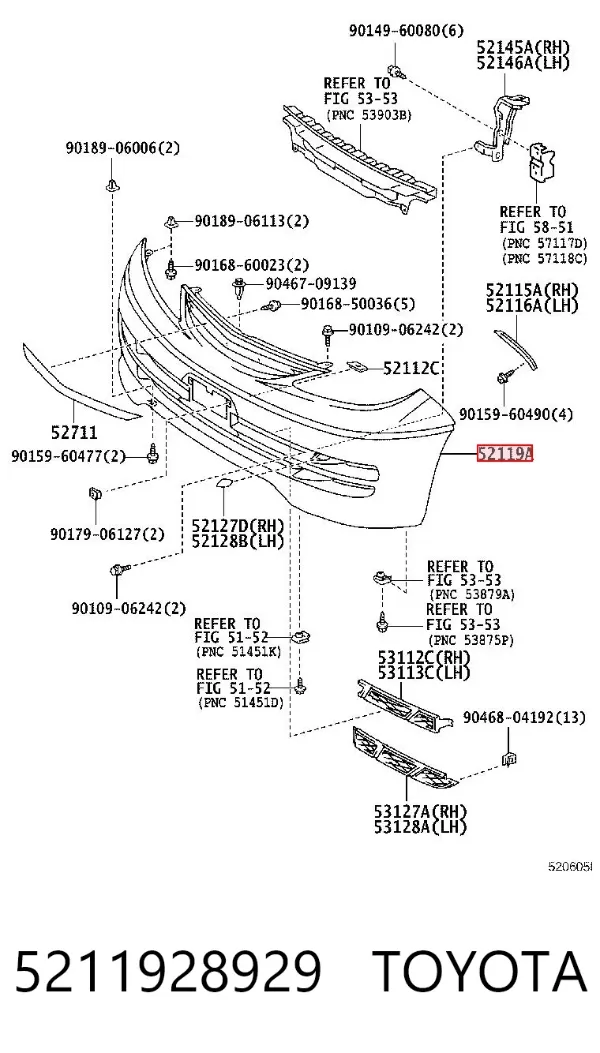 Передній бампер 5211928929 Toyota