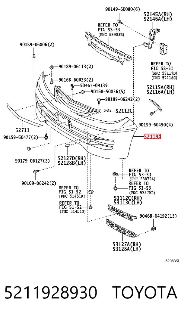 Передній бампер 5211928930 Toyota