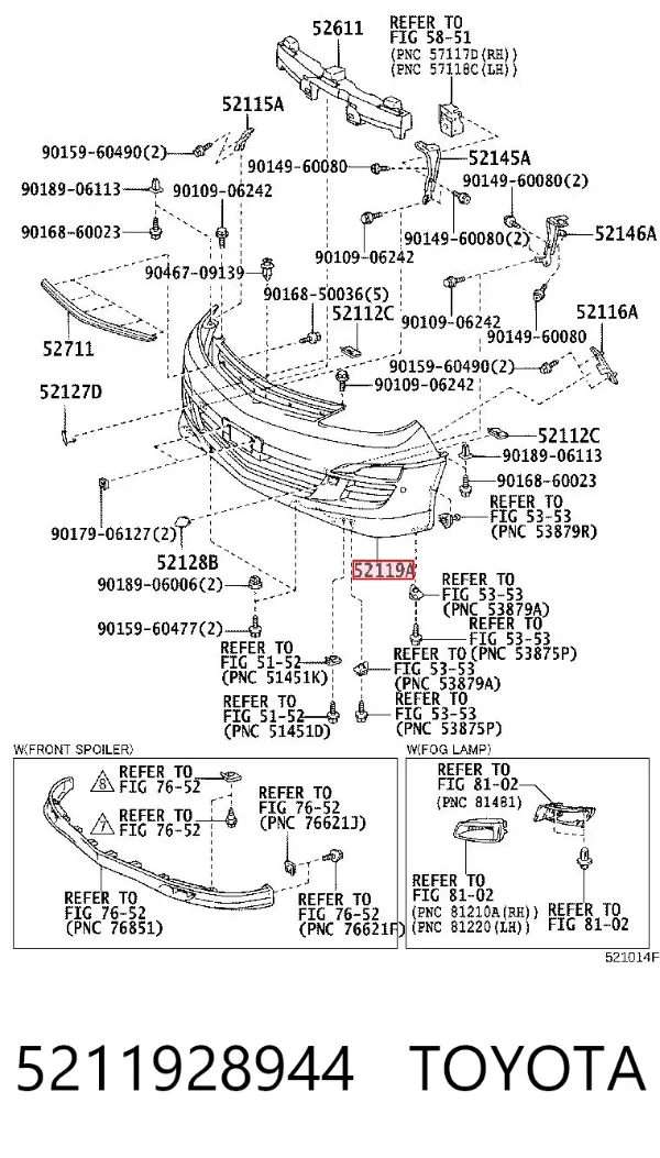 Передній бампер 5211928944 Toyota