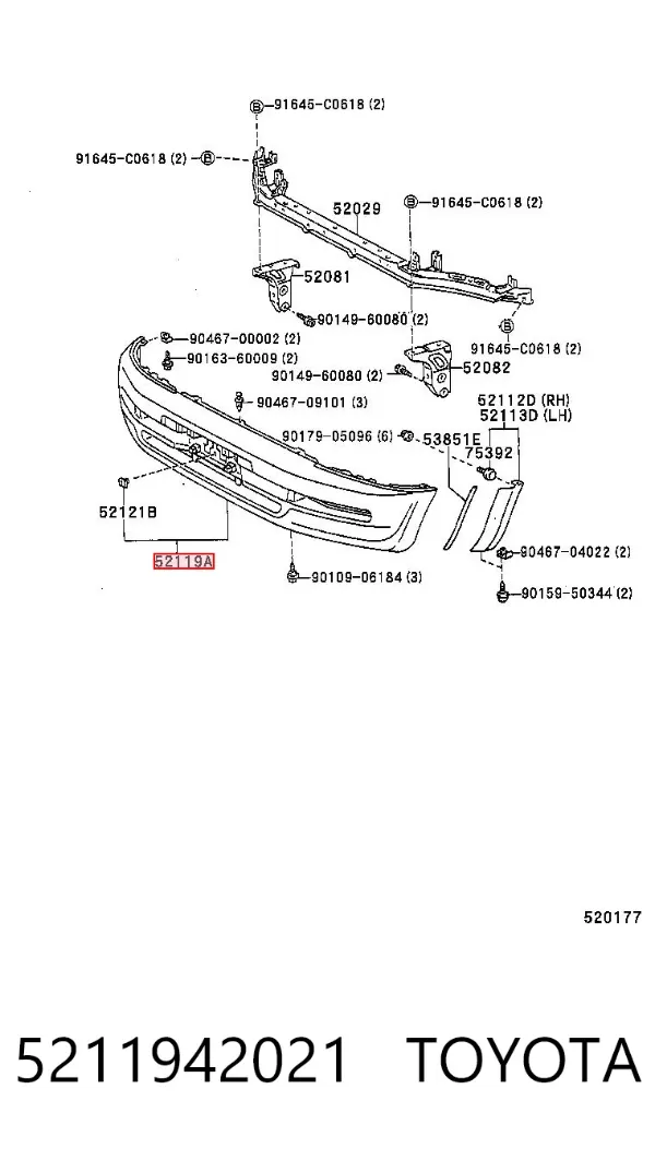 Передній бампер 5211942021 Toyota