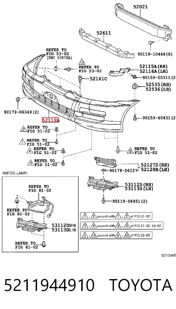 Передній бампер 5211944910 Toyota