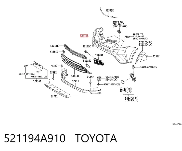 Передній бампер 521194A910 Toyota