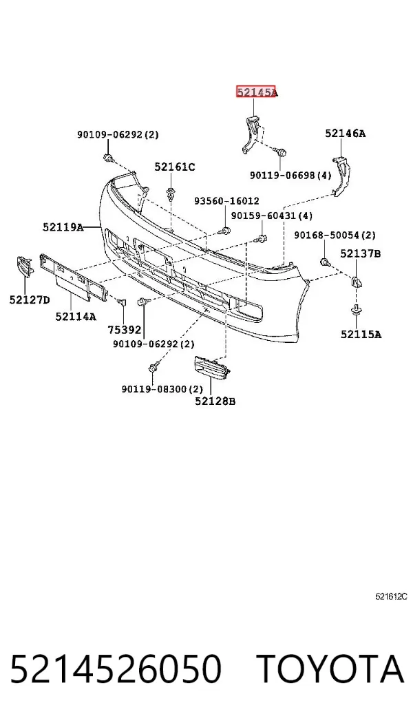 Кронштейн бампера переднього, правий 5214526050 Toyota