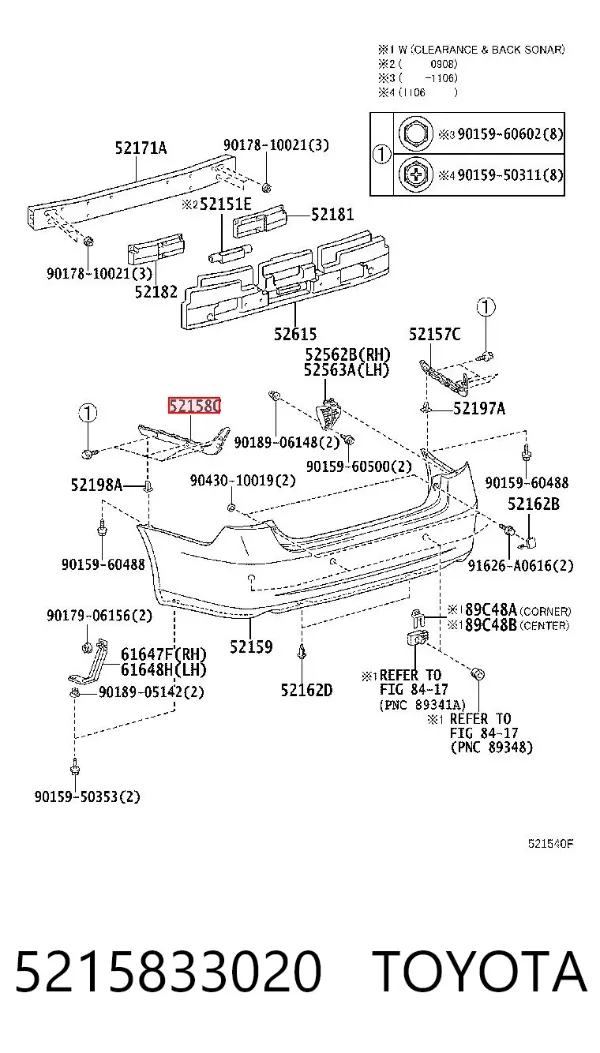Кронштейн бампера заднього, лівий 5215833020 Toyota