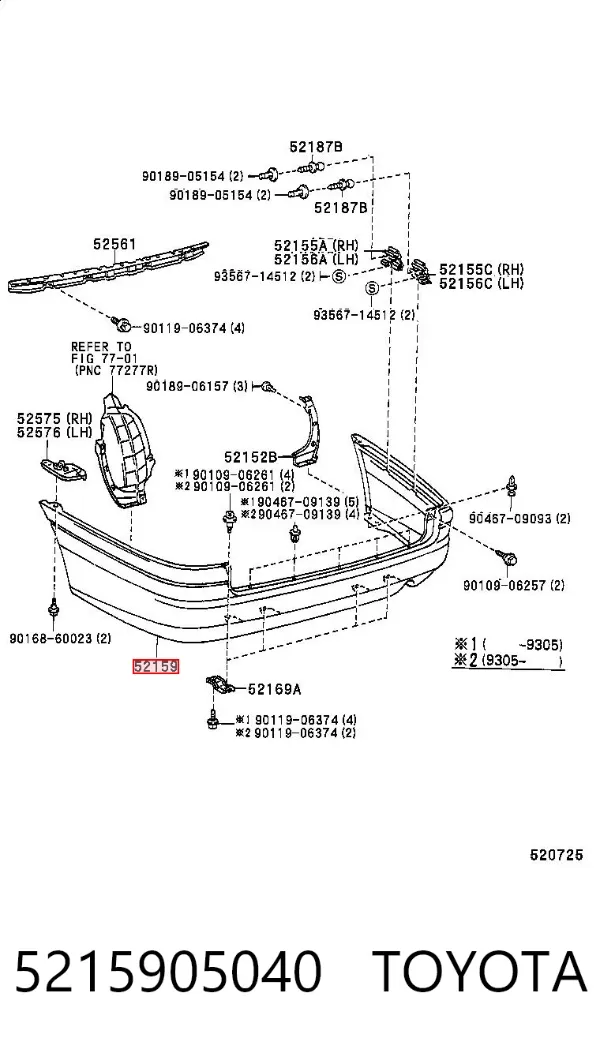 Задній бампер 5215905040 Toyota