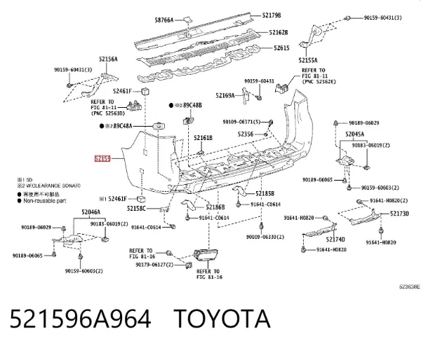 Задній бампер 521596A964 Toyota