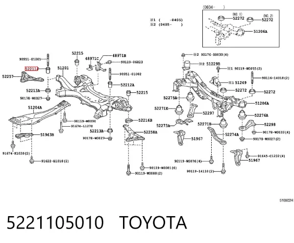 Сайлентблок передній балки/підрамника 5221105010 Toyota