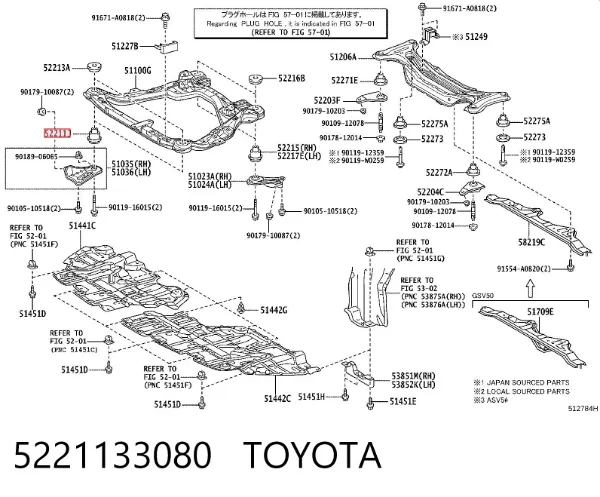 Сайлентблок передній балки/підрамника 5221133080 Toyota