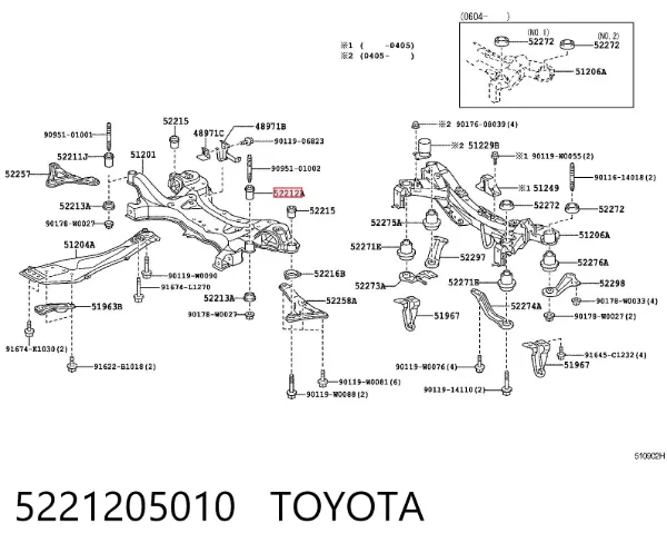 Сайлентблок передній балки/підрамника 5221205010 Toyota
