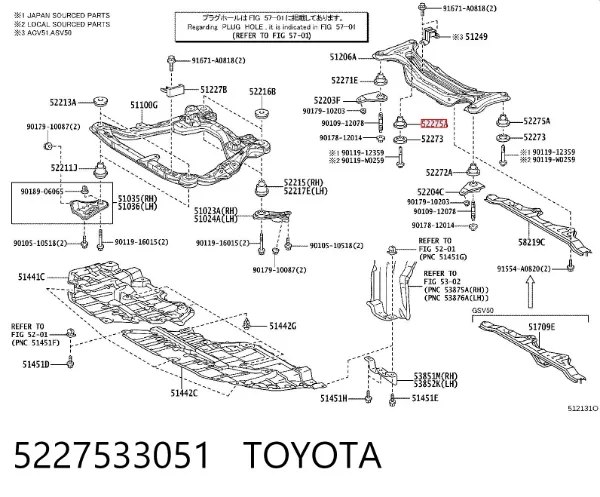 Сайлентблок задньої балки 5227533051 Toyota