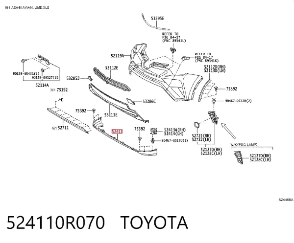 Спойлер переднього бампера 524110R070 Toyota