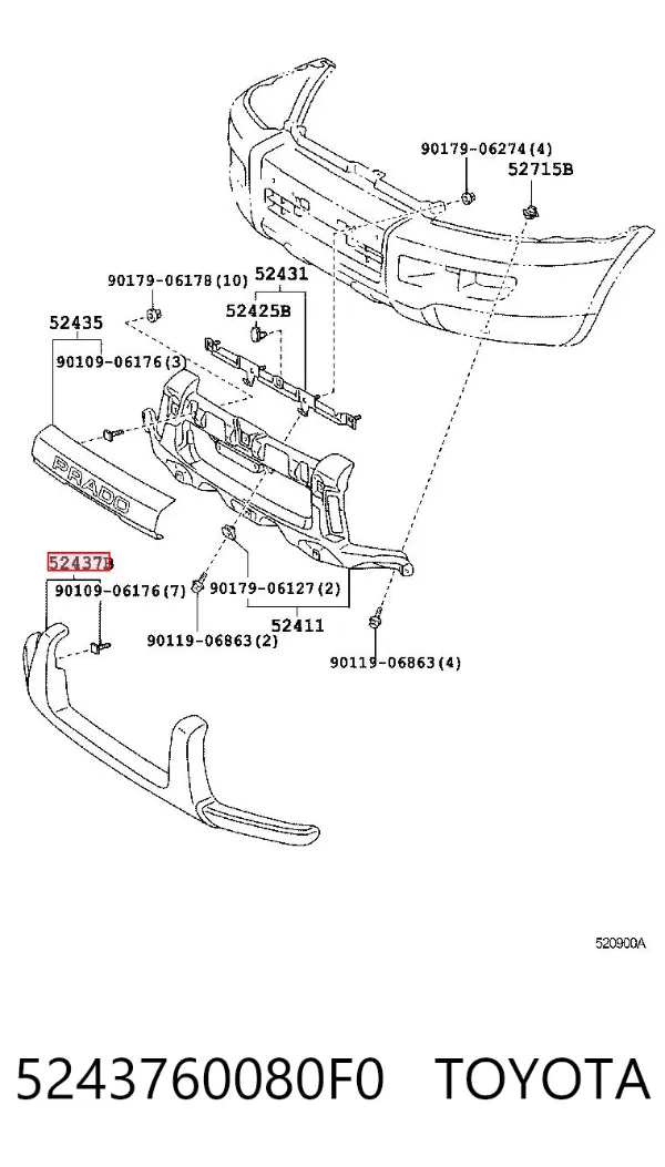 Захист- "кенгурятник" 5243760080F0 Toyota