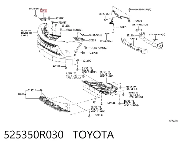 Кронштейн бампера переднього, зовнішній правий 525350R030 Toyota