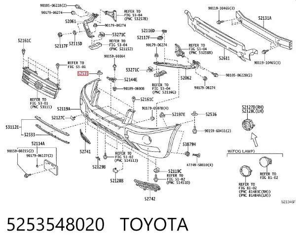 Кронштейн бампера переднього, лівий 5253548020 Toyota
