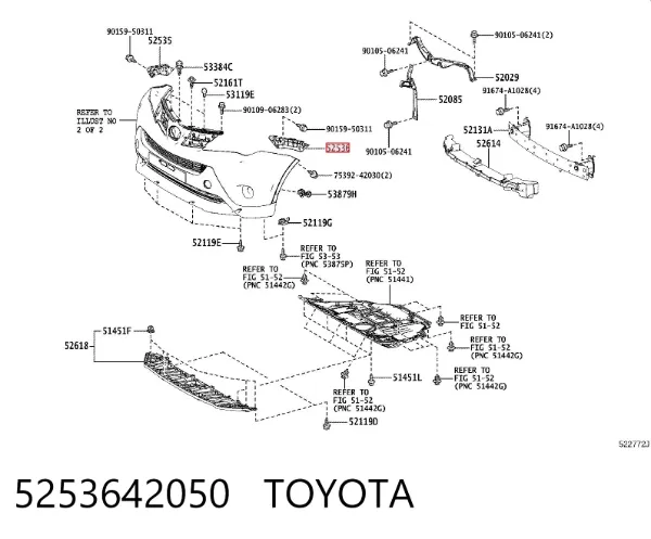 Кронштейн бампера переднього, зовнішній лівий 5253642050 Toyota