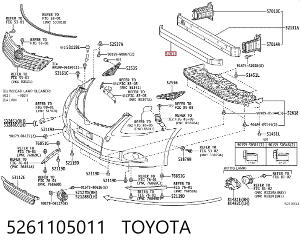 Абсорбер (наповнювач) бампера переднього 5261105011 Toyota