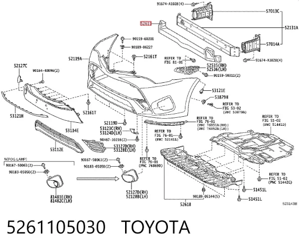 Абсорбер (наповнювач) бампера переднього 5261105030 Toyota