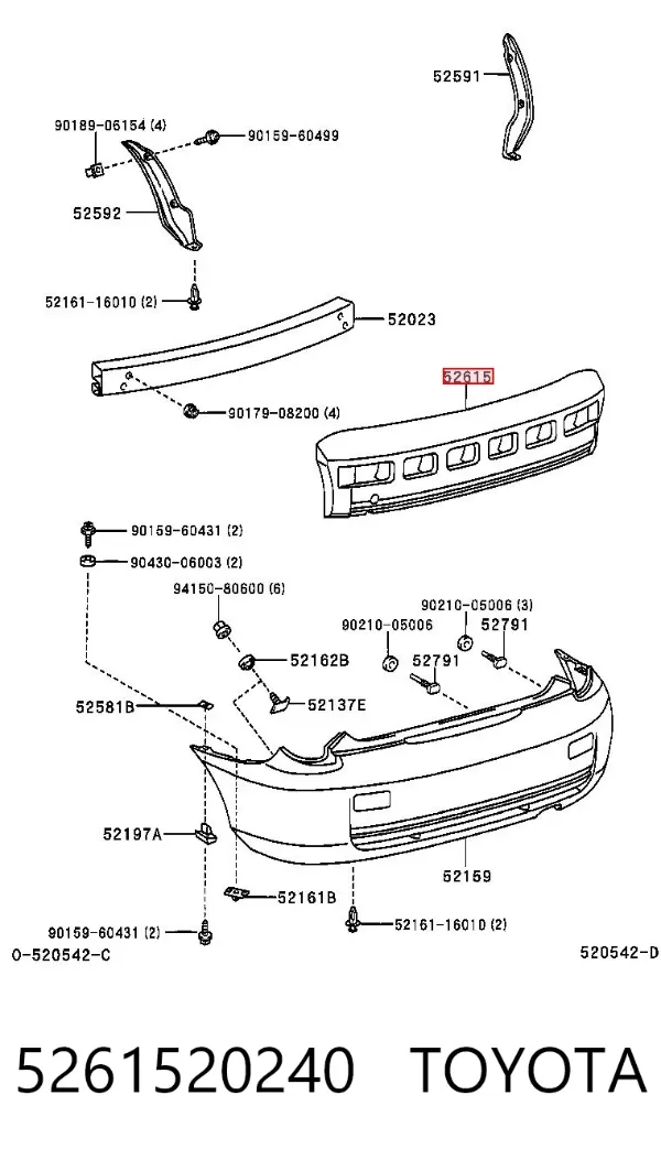 Абсорбер (наповнювач) бампера заднього 5261520240 Toyota