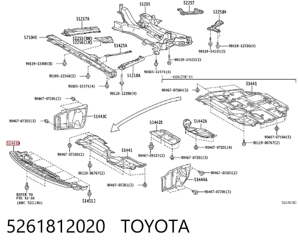 Захист двигуна передній 5261812020 Toyota