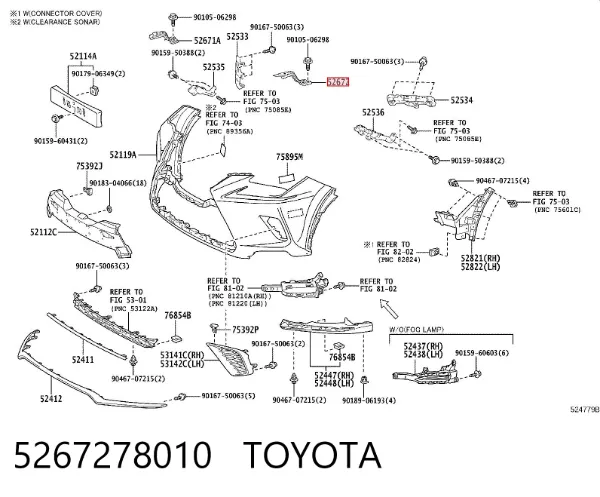 Кронштейн бампера переднього, зовнішній лівий 5267278010 Toyota