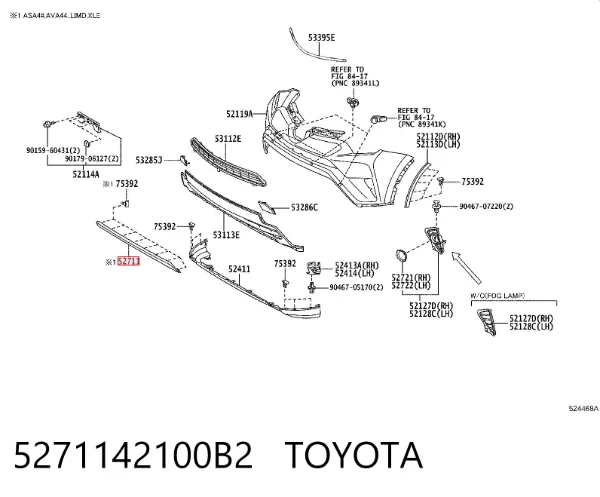 Молдинг переднього бампера 5271142100B2 Toyota
