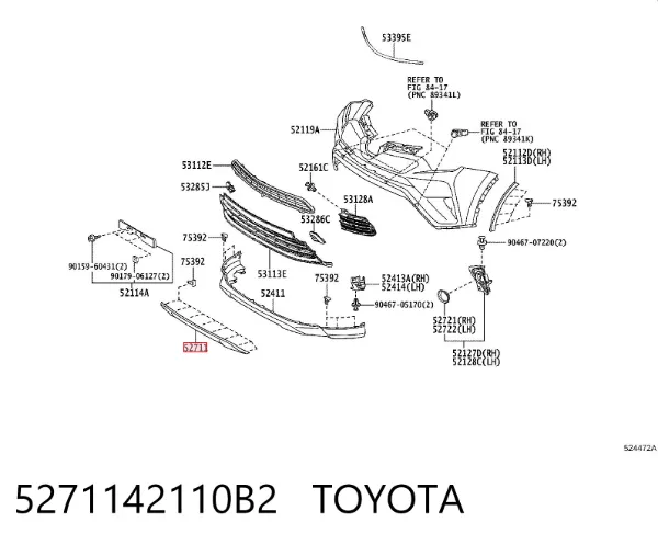 Молдинг переднього бампера 5271142110B2 Toyota