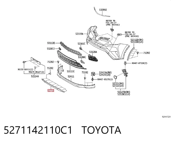 Молдинг переднього бампера 5271142110C1 Toyota