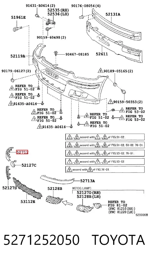 Передній бампер 5271252050 Toyota