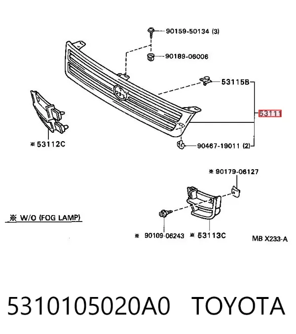 Решітка радіатора 5310105020A0 Toyota