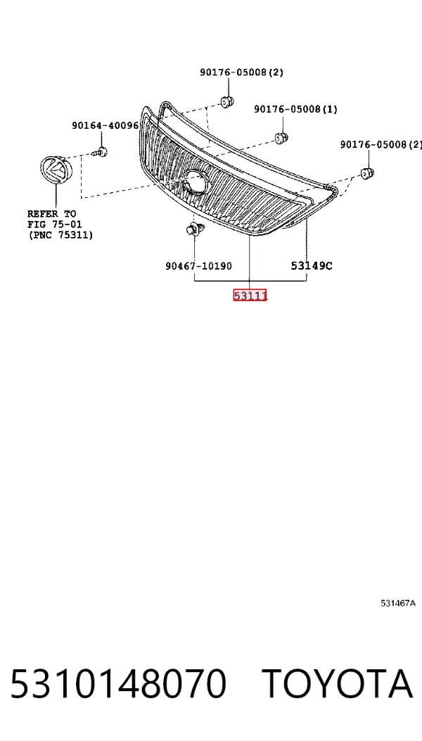 Решітка радіатора 5310148070 Toyota