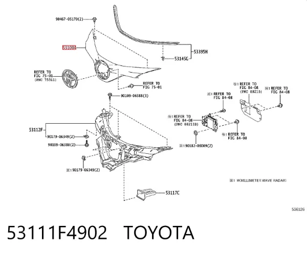 Решітка радіатора 53111F4902 Toyota